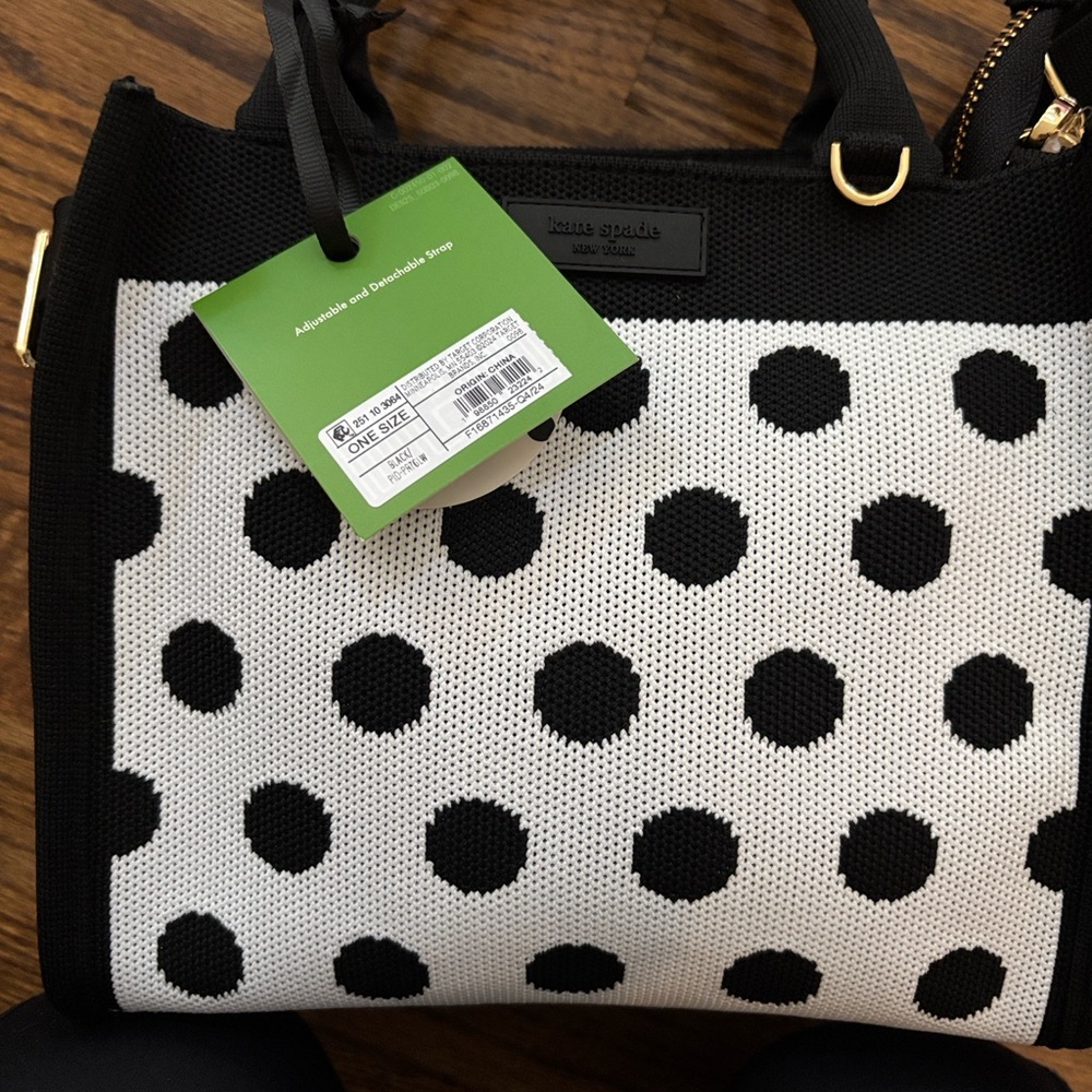 Kate Spade Black & White Polka Dot Top Handle Tote (removable crossbody strap) - Picture 4 of 4